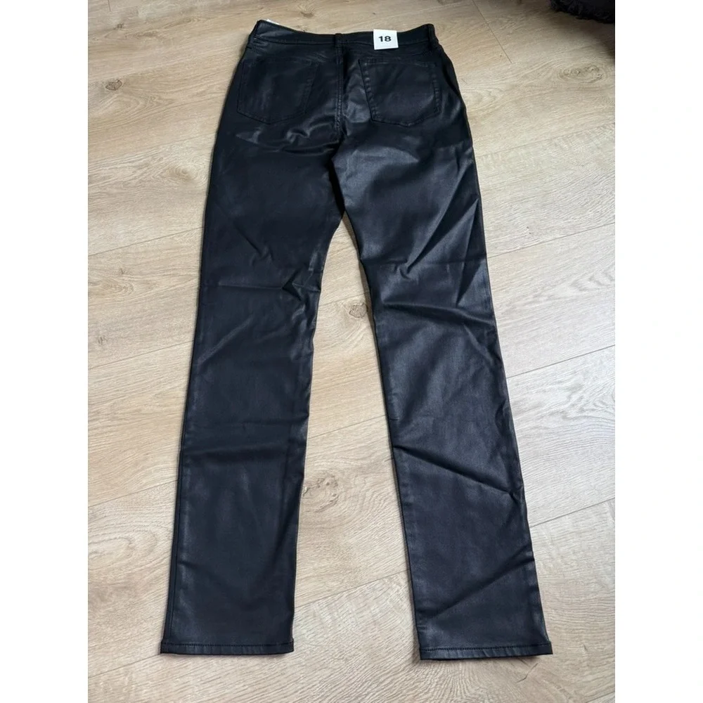 NWT Girls GAP Teen sky high skinny faux leather shinny jeans black stretch 18